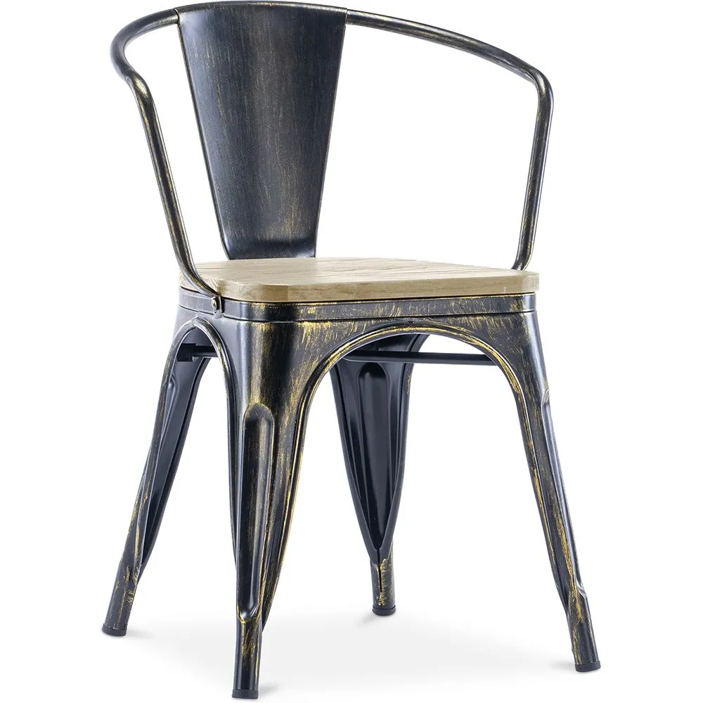 Silla de Comedor con Reposabrazos - Diseño Industrial - Madera y Acero - Nueva Edición - Stylix image 8