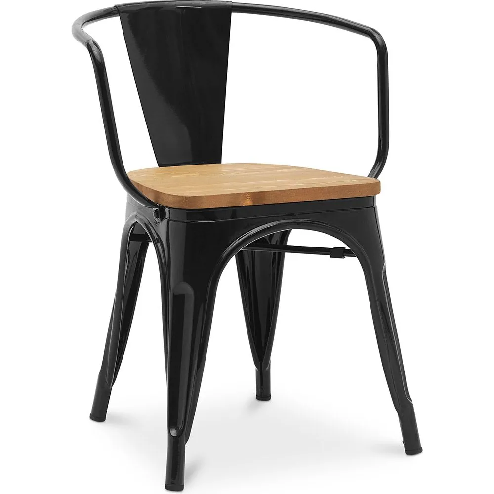 Silla de Comedor con Reposabrazos - Diseño Industrial - Madera y Acero - Nueva Edición - Stylix image 8