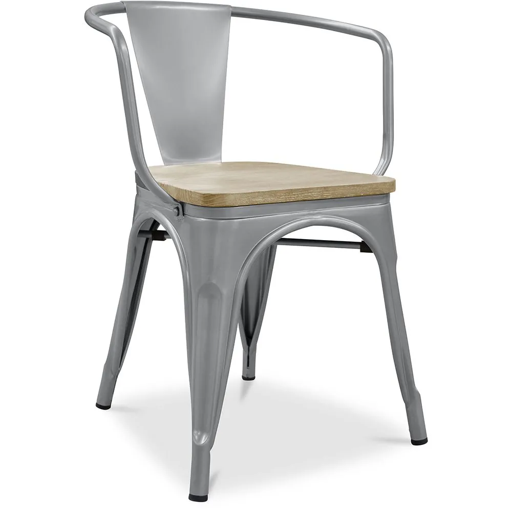 Silla de Comedor con Reposabrazos - Diseño Industrial - Madera y Acero - Nueva Edición - Stylix image 8