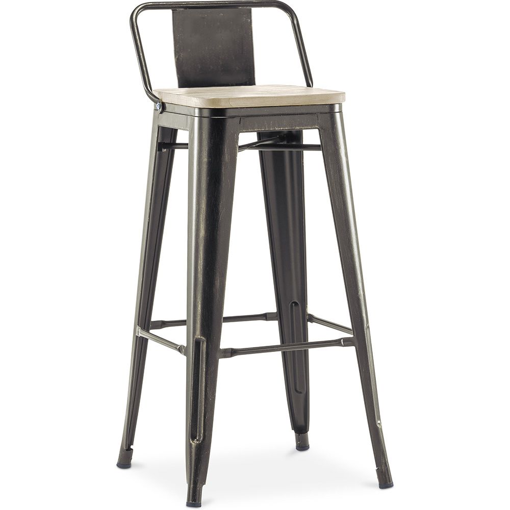 Taburete de Bar con Respaldo - Diseño Industrial - Madera y Acero - 76cm - New Edition - Stylix image 8