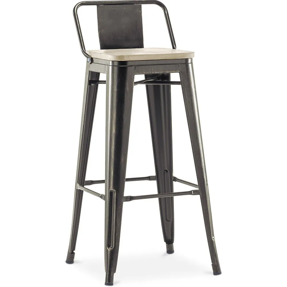 Taburete de Bar con Respaldo - Diseño Industrial - Madera y Acero - 76cm - New Edition - Stylix image 8