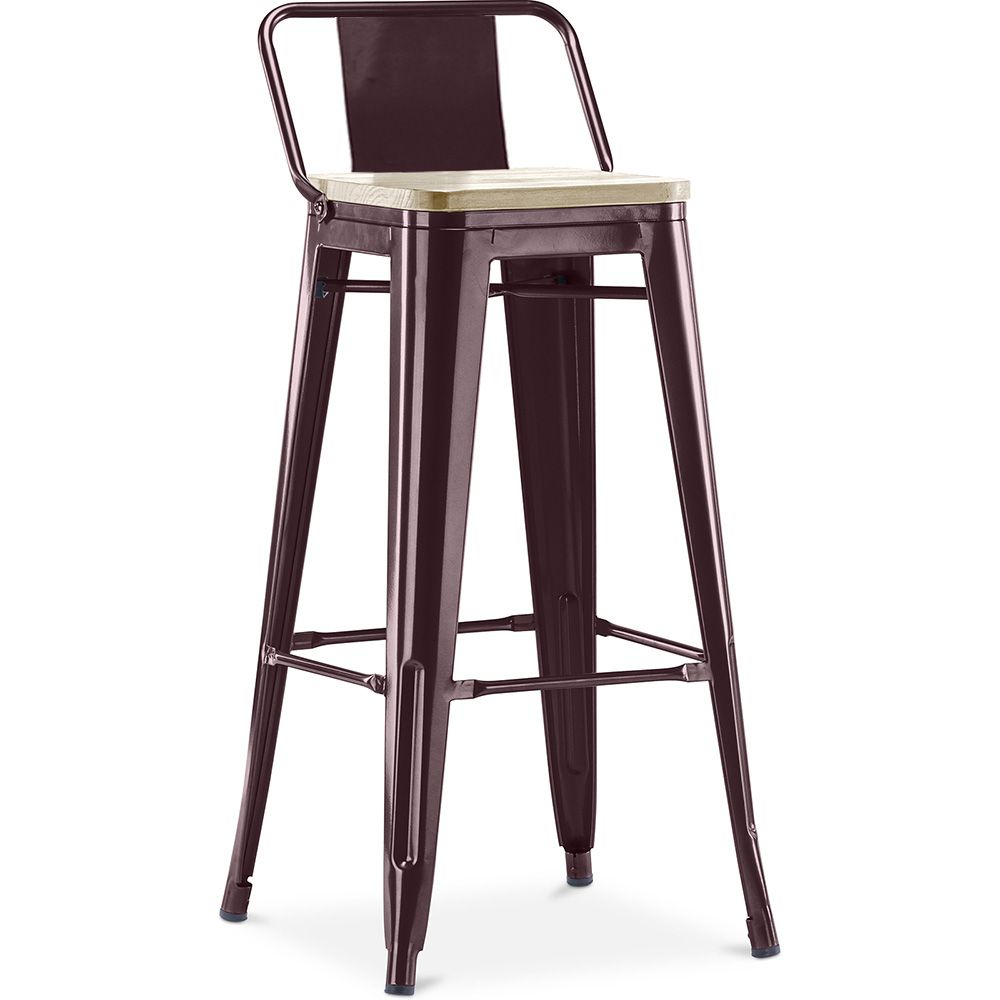 Taburete de Bar con Respaldo - Diseño Industrial - Madera y Acero - 76cm - New Edition - Stylix image 8