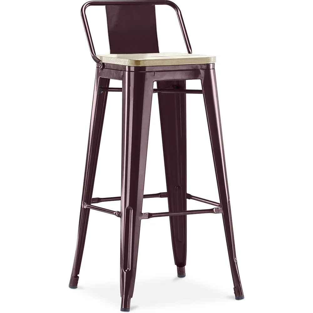 Taburete de Bar con Respaldo - Diseño Industrial - Madera y Acero - 76cm - New Edition - Stylix image 8