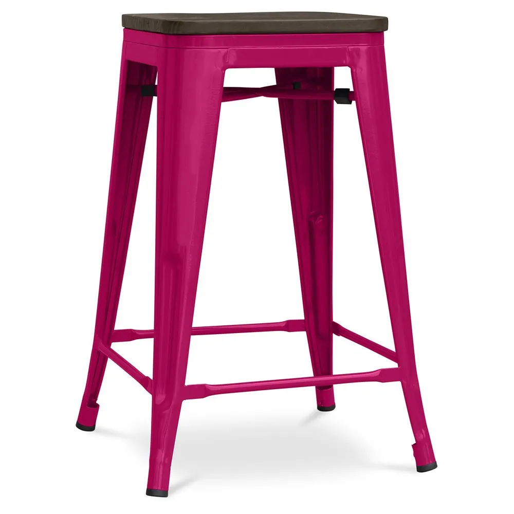 Taburete de Bar - Diseño Industrial - Madera y Acero - 60cm -Stylix image 8