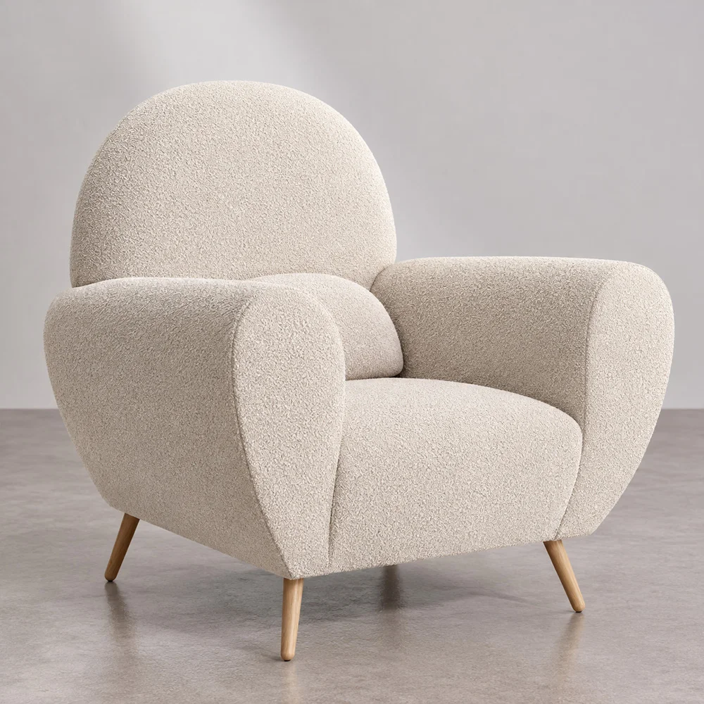 Sillón con Reposabrazos - Tapizado en Tela Bouclé - Belise image 8