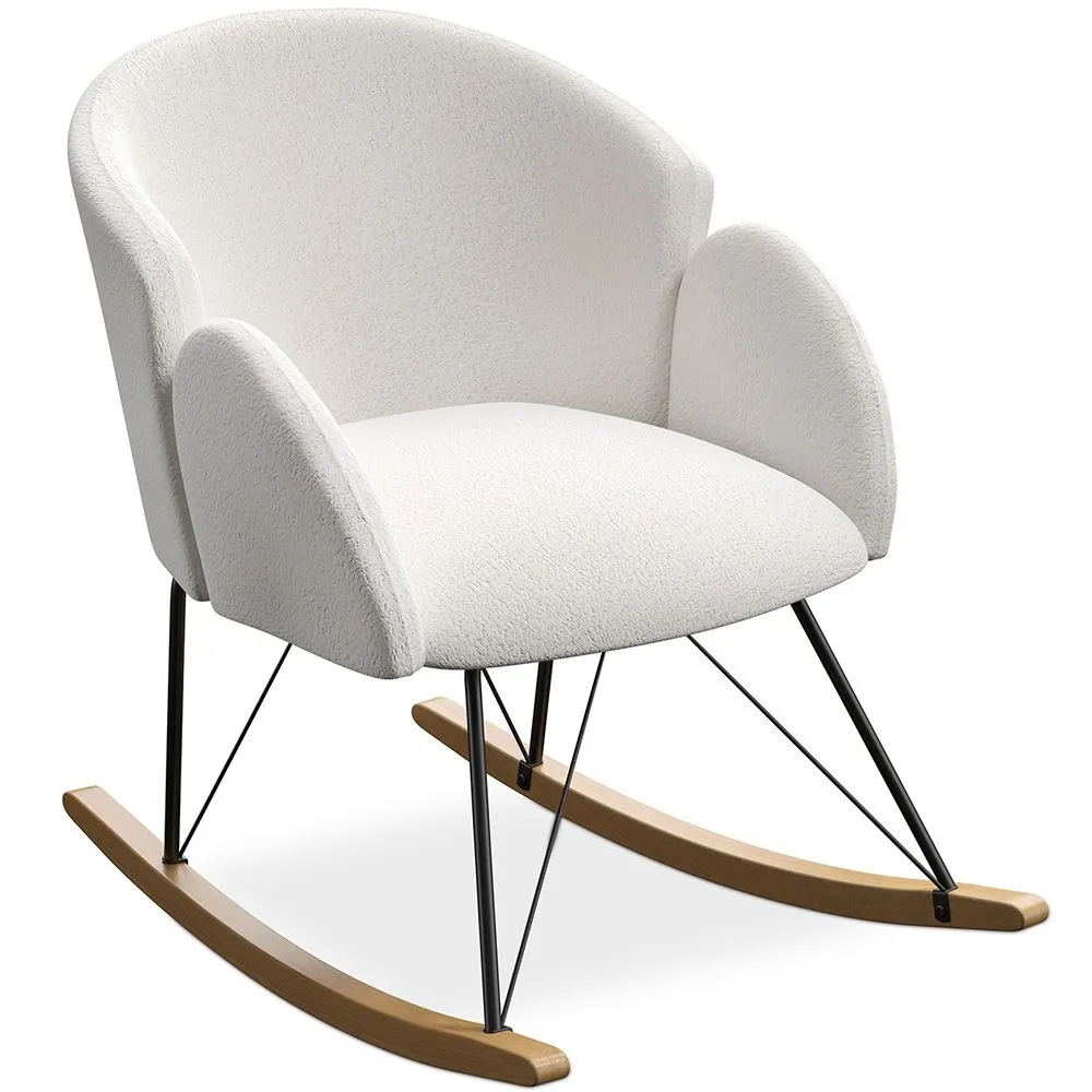 Sillón Mecedora con reposabrazos - Tapizado en Tela Bouclé - Freia image 8