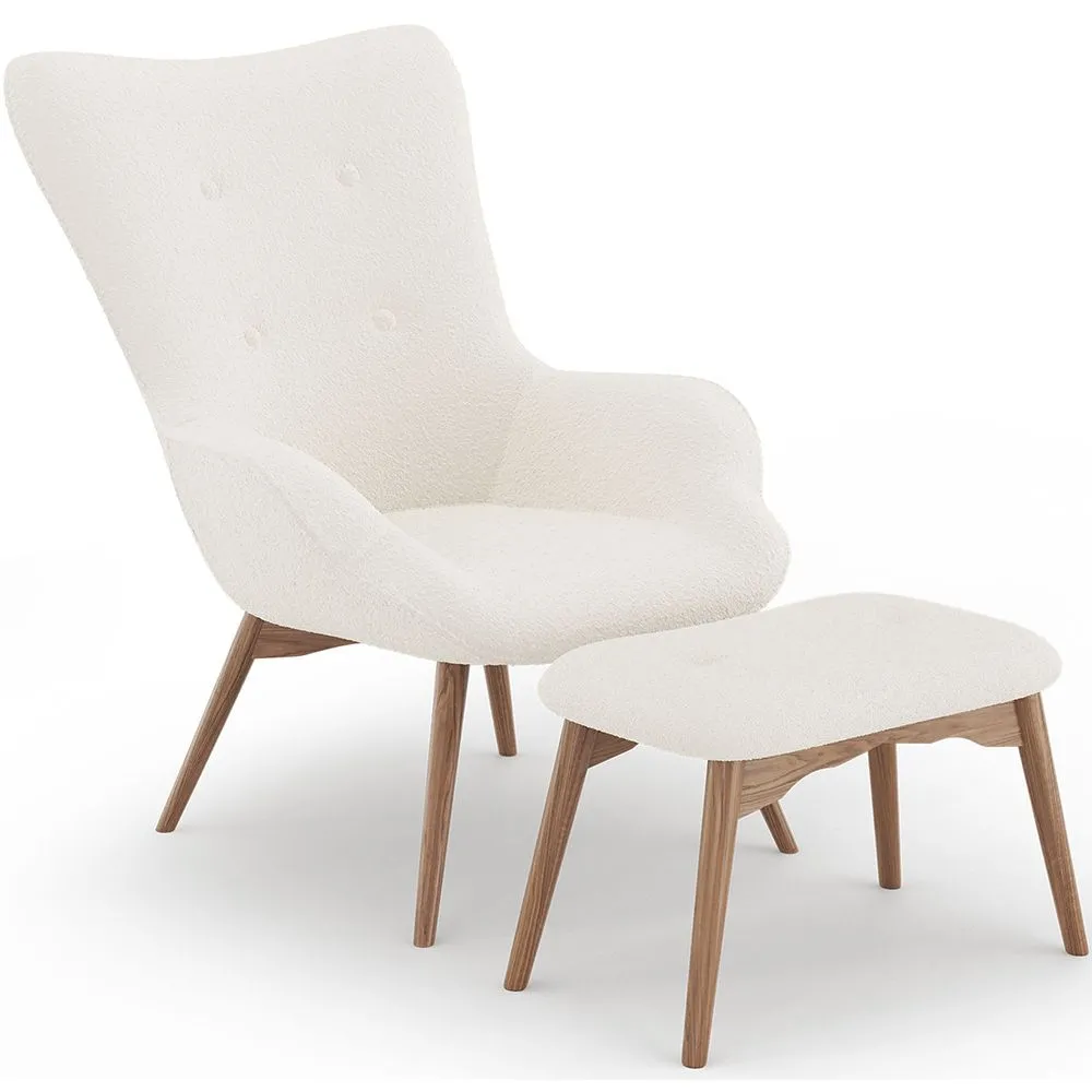 Sillón con Reposapiés - Tapizado en Tela Bouclé - Huda image 8