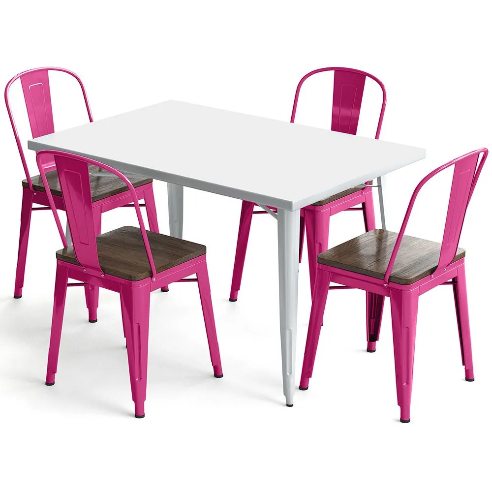 Pack Mesa de Comedor y 4 Sillas de Comedor Diseño Industrial - New Edition- Bistrot Stylix image 8