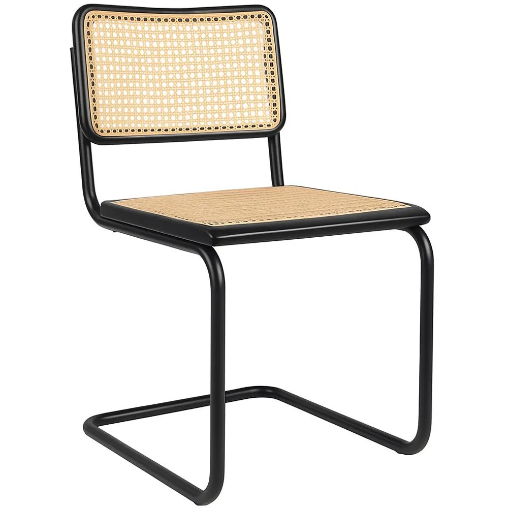 Silla de Comedor  - Diseño Vintage - Madera y Ratán Natural - Negra - Bastral image 8