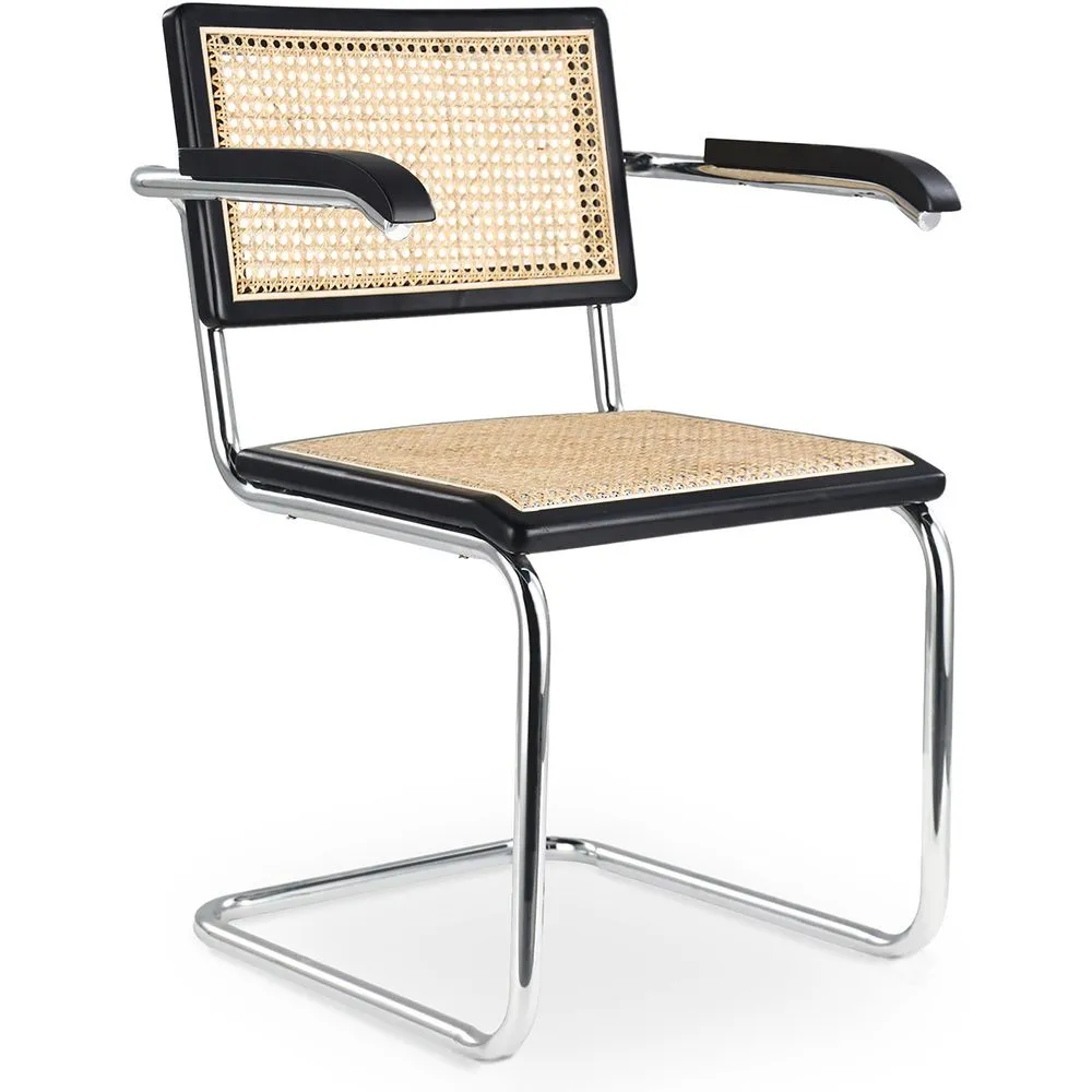 Silla de Comedor con Reposabrazos - Diseño Vintage - Madera y Ratán - Bruna image 8