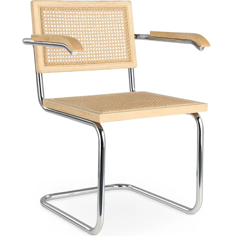 Silla de Comedor con Reposabrazos - Diseño Vintage - Madera y Ratán - Bruna image 8