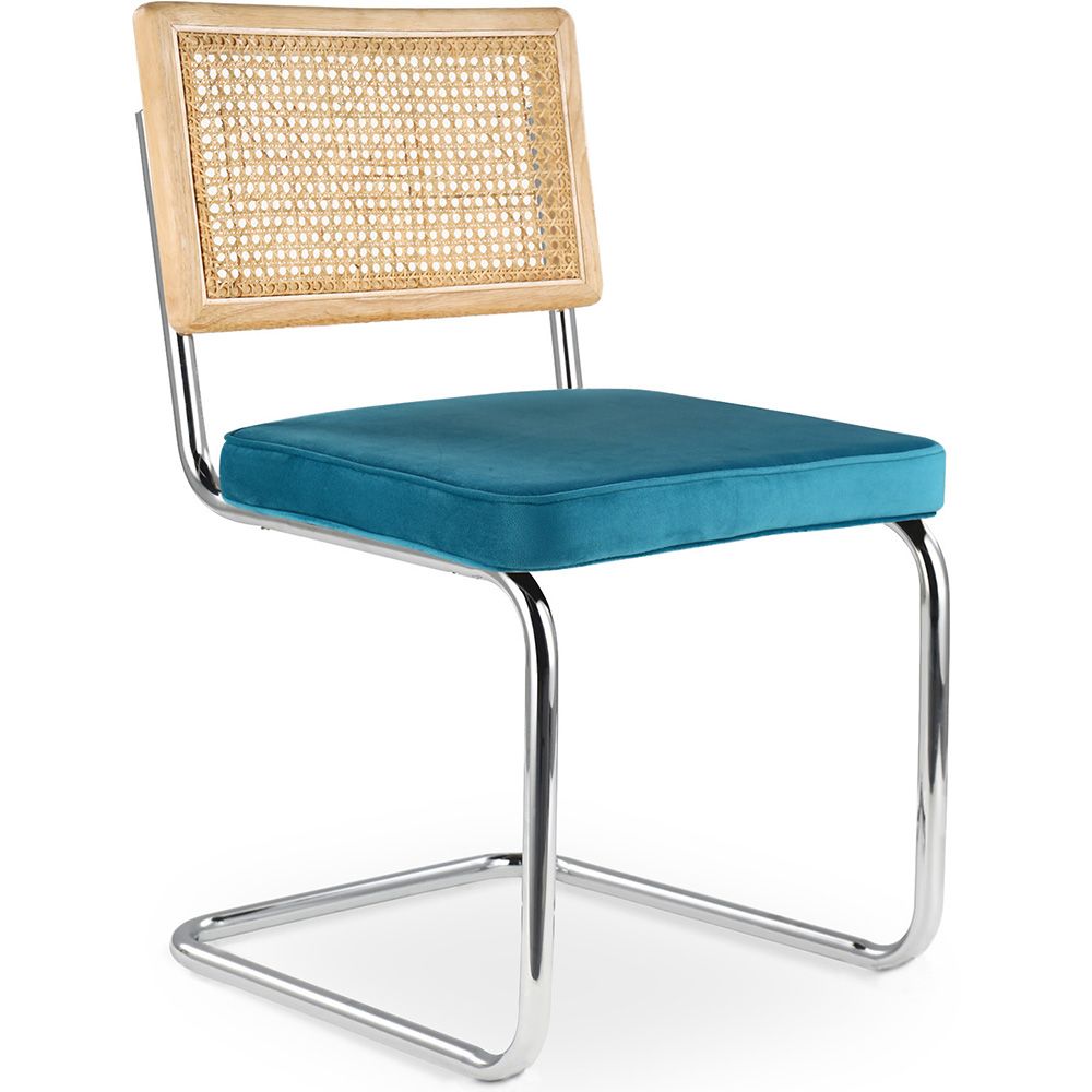Silla de Comedor - Tapizada en Terciopelo - Madera y Ratán - Martha image 8