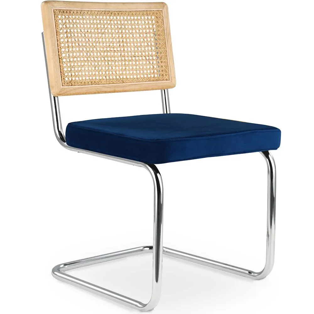 Silla de Comedor - Tapizada en Terciopelo - Madera y Ratán - Martha image 8
