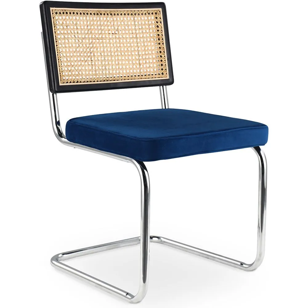 Silla de Comedor - Tapizada en Terciopelo - Madera y Ratán - Hyre image 8
