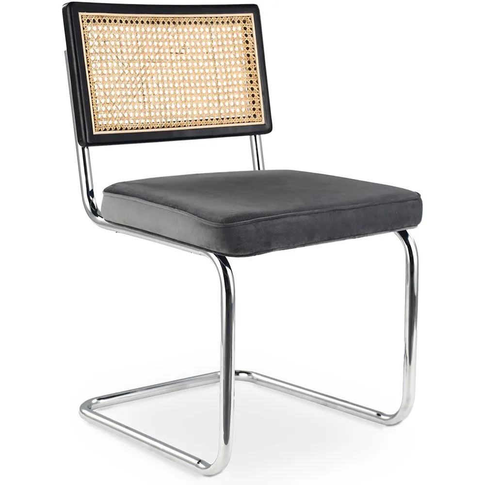 Silla de Comedor - Tapizada en Terciopelo - Madera y Ratán - Hyre image 8