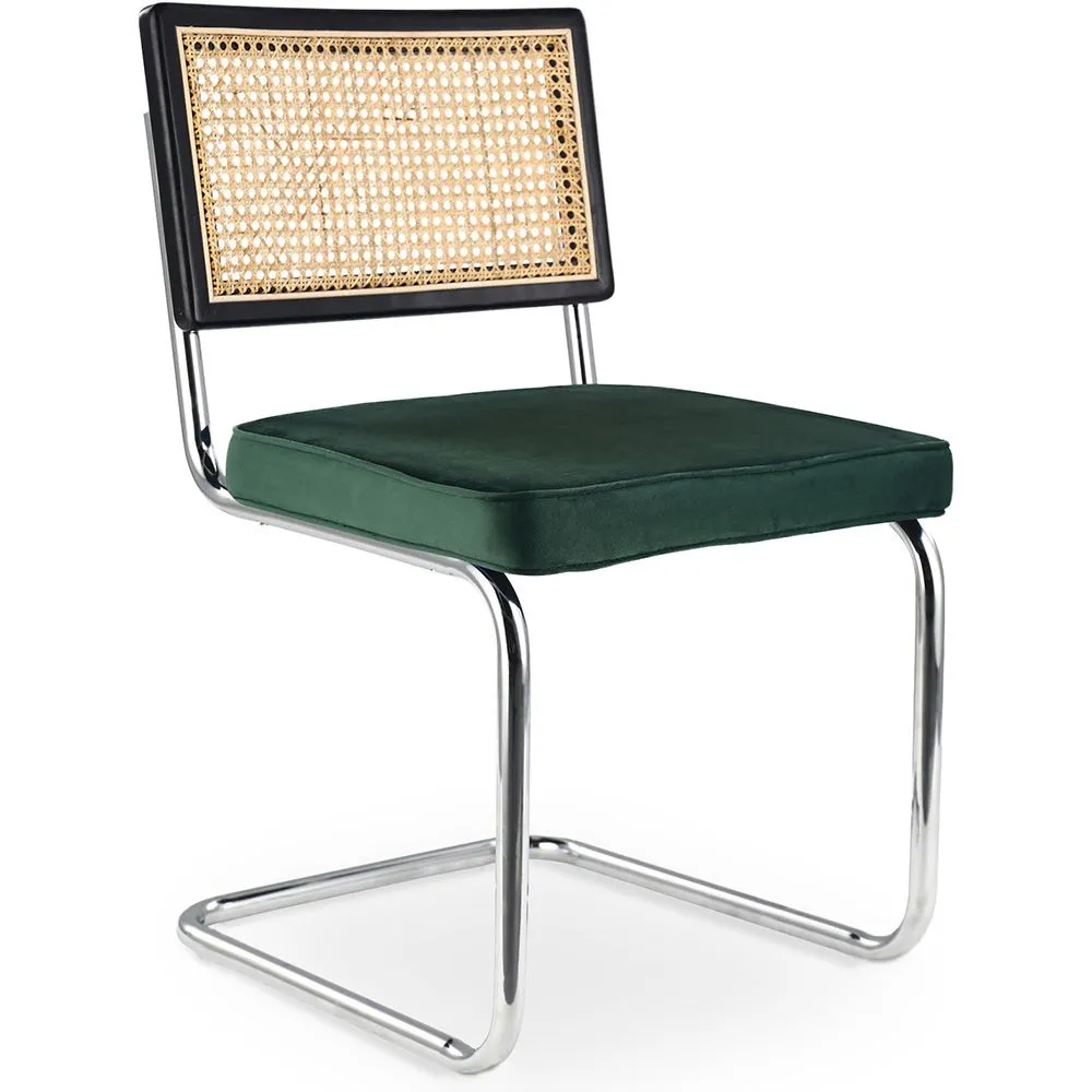 Silla de Comedor - Tapizada en Terciopelo - Madera y Ratán - Hyre image 8