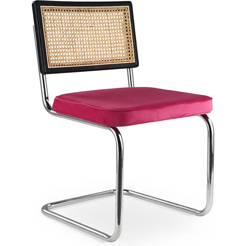Silla de Comedor - Tapizada en Terciopelo - Madera y Ratán - Hyre image 8