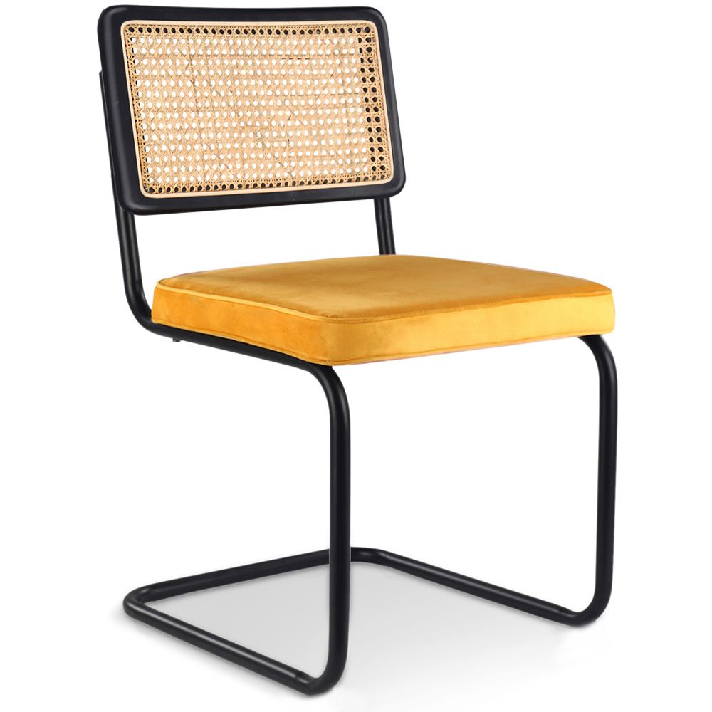 Silla de Comedor - Tapizado en Terciopelo - Madera y Ratán - Puila image 8
