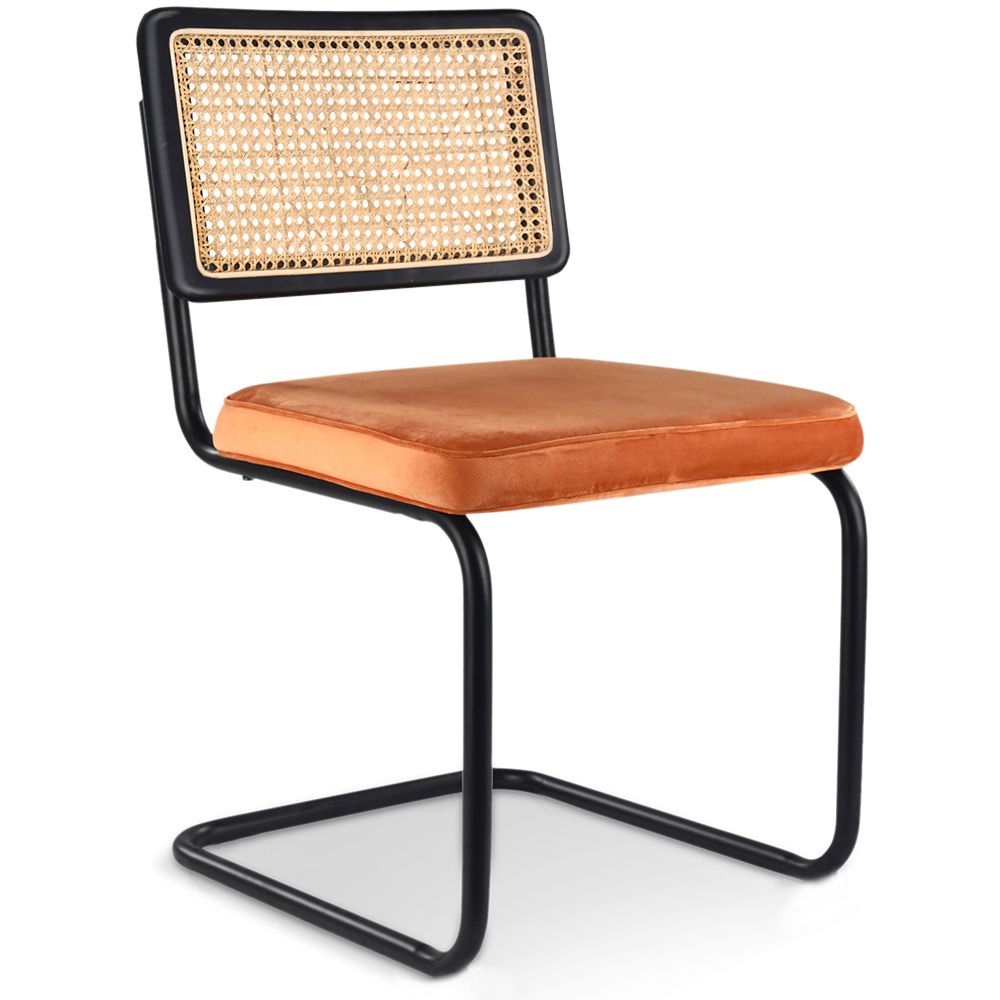 Silla de Comedor - Tapizado en Terciopelo - Madera y Ratán - Puila image 8