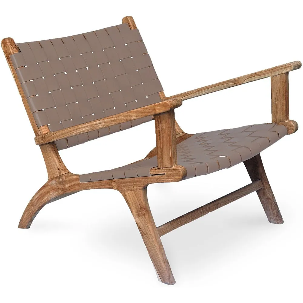 Sillón de Salón con Reposabrazos  - Sillón de diseño Boho Bali - Madera y Cuero - Recia image 8