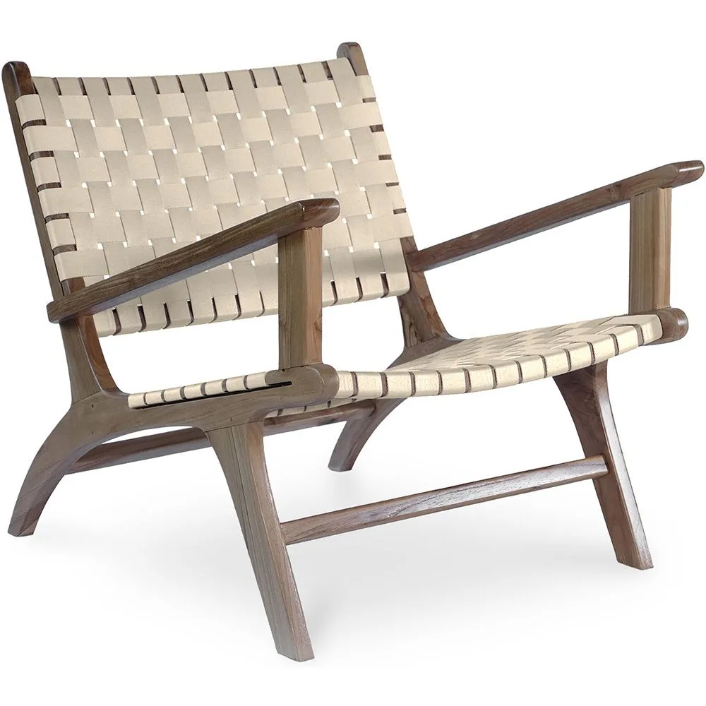Sillón de Salón con Reposabrazos - Sillón de diseño Boho Bali - Madera y Lino - Recia image 8