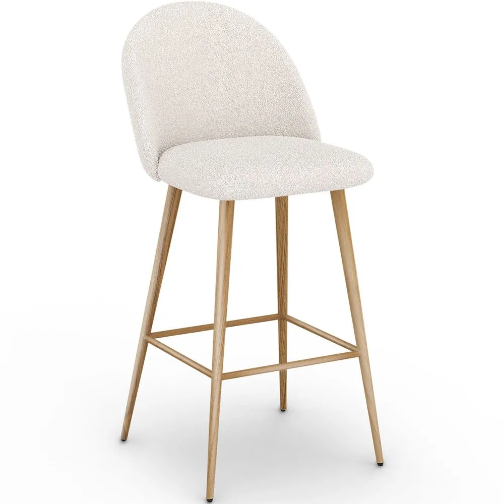 Taburete Tapizado en Tela Bouclé - Diseño Escandinavo - Evelyne image 8