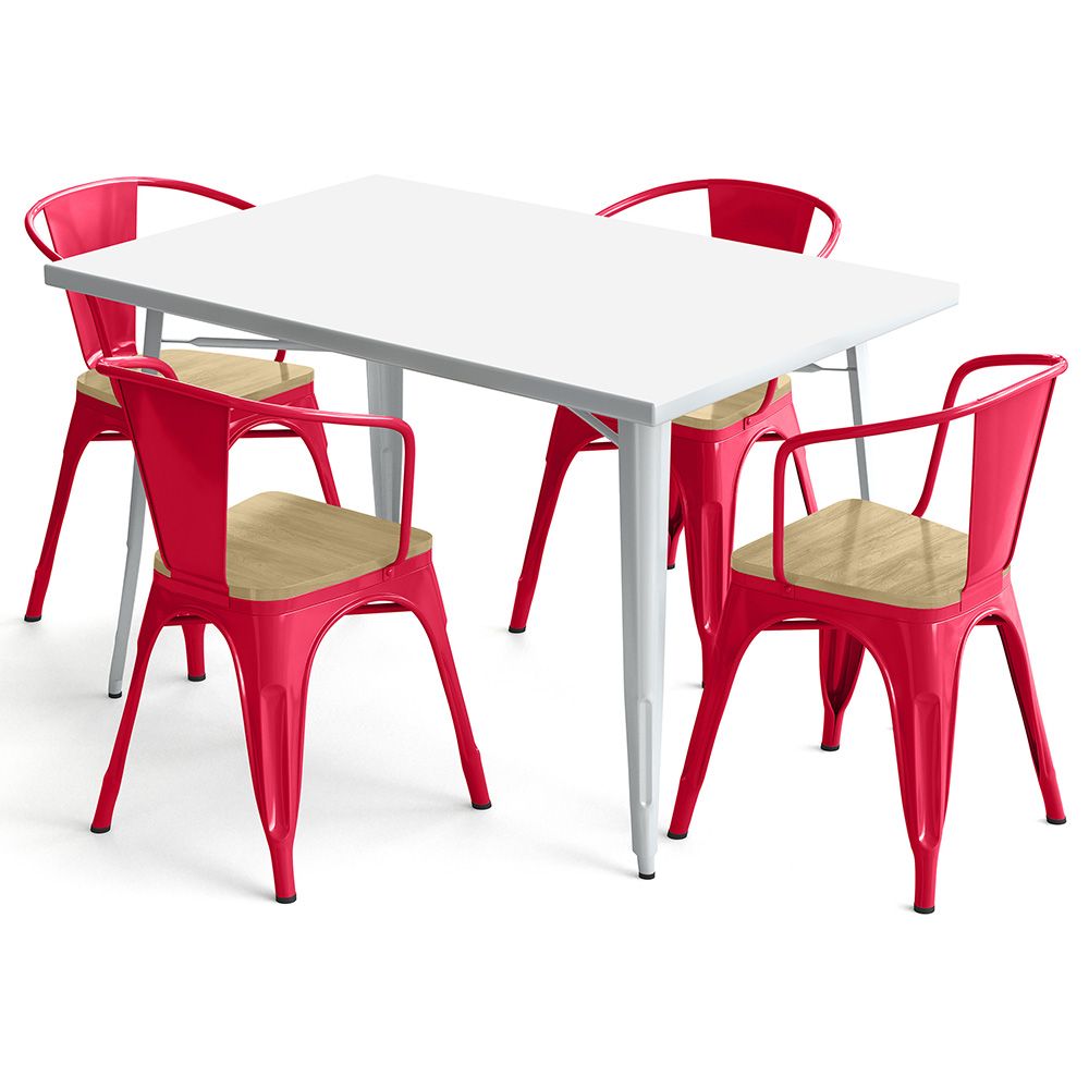 Pack Mesa de Comedor y 4 Sillas de Comedor con Reposabrazos Diseño Industrial - New Edition- Bistrot Stylix image 8