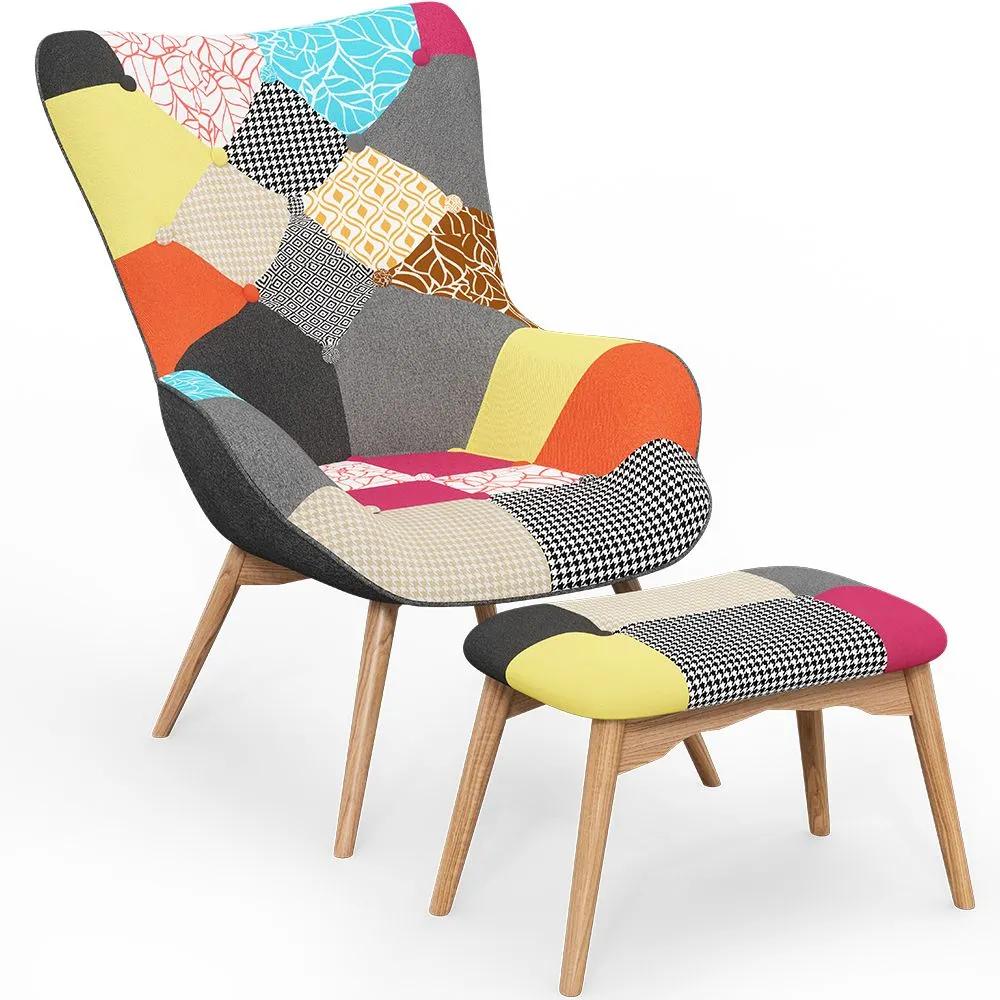 Sillón con Reposapiés - Tapizado en Patchwork - Kontur image 8