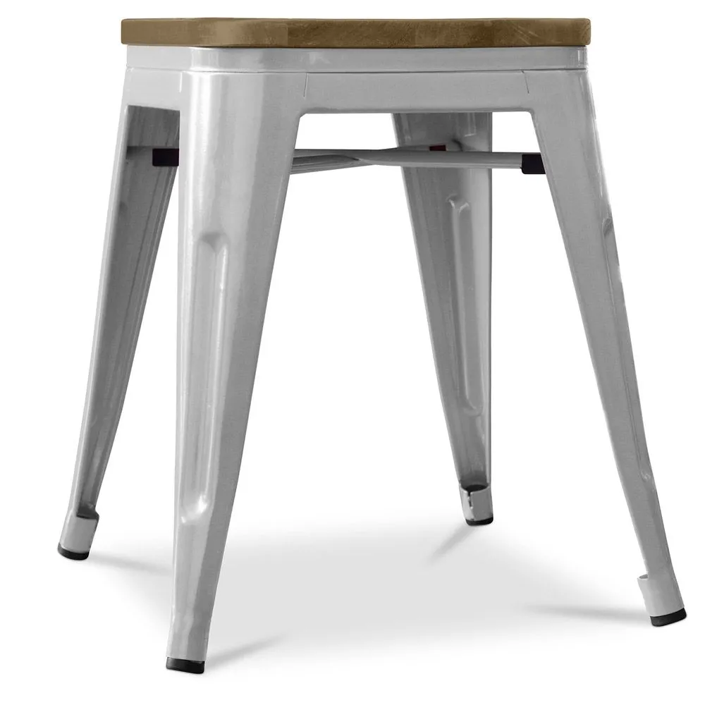 Taburete Diseño Industrial - Madera y  Acero - 45 cm -Stylix image 8