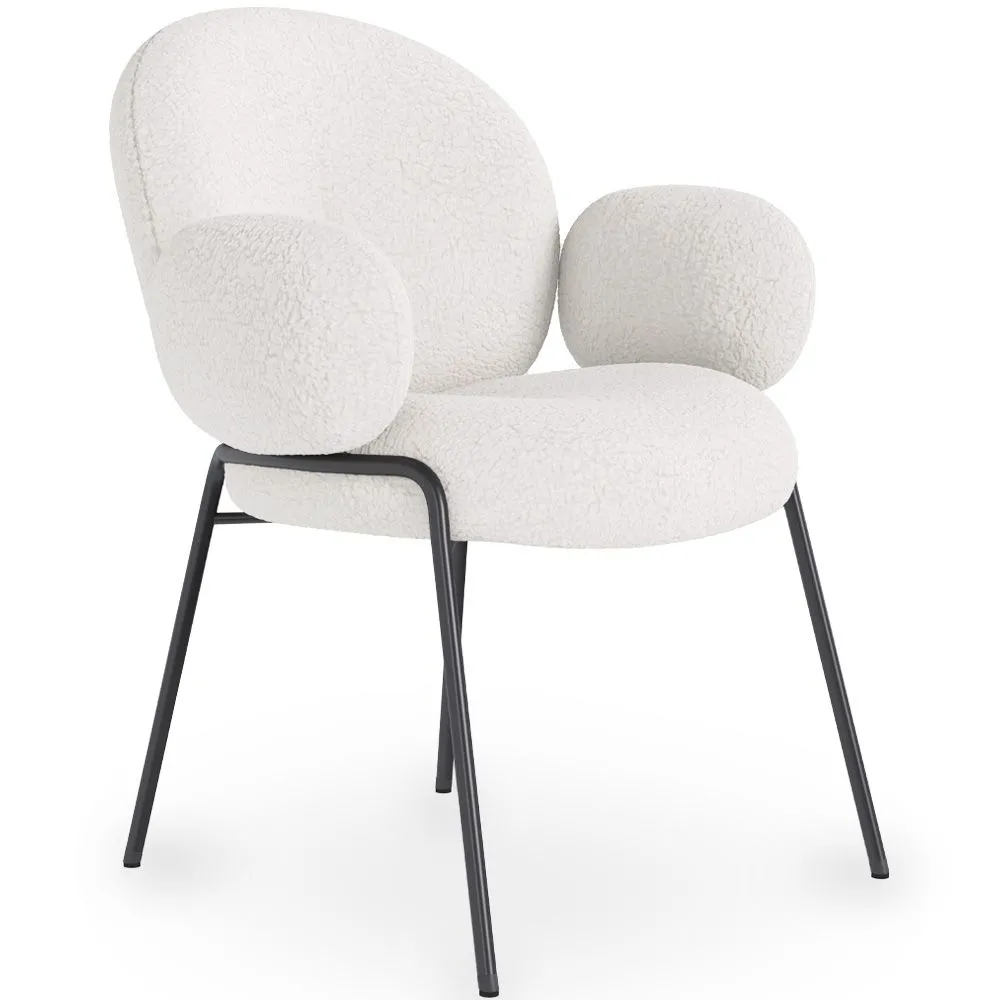 Silla de comedor con Reposabrazos - Tapizado Tela Bouclé - Erys image 8
