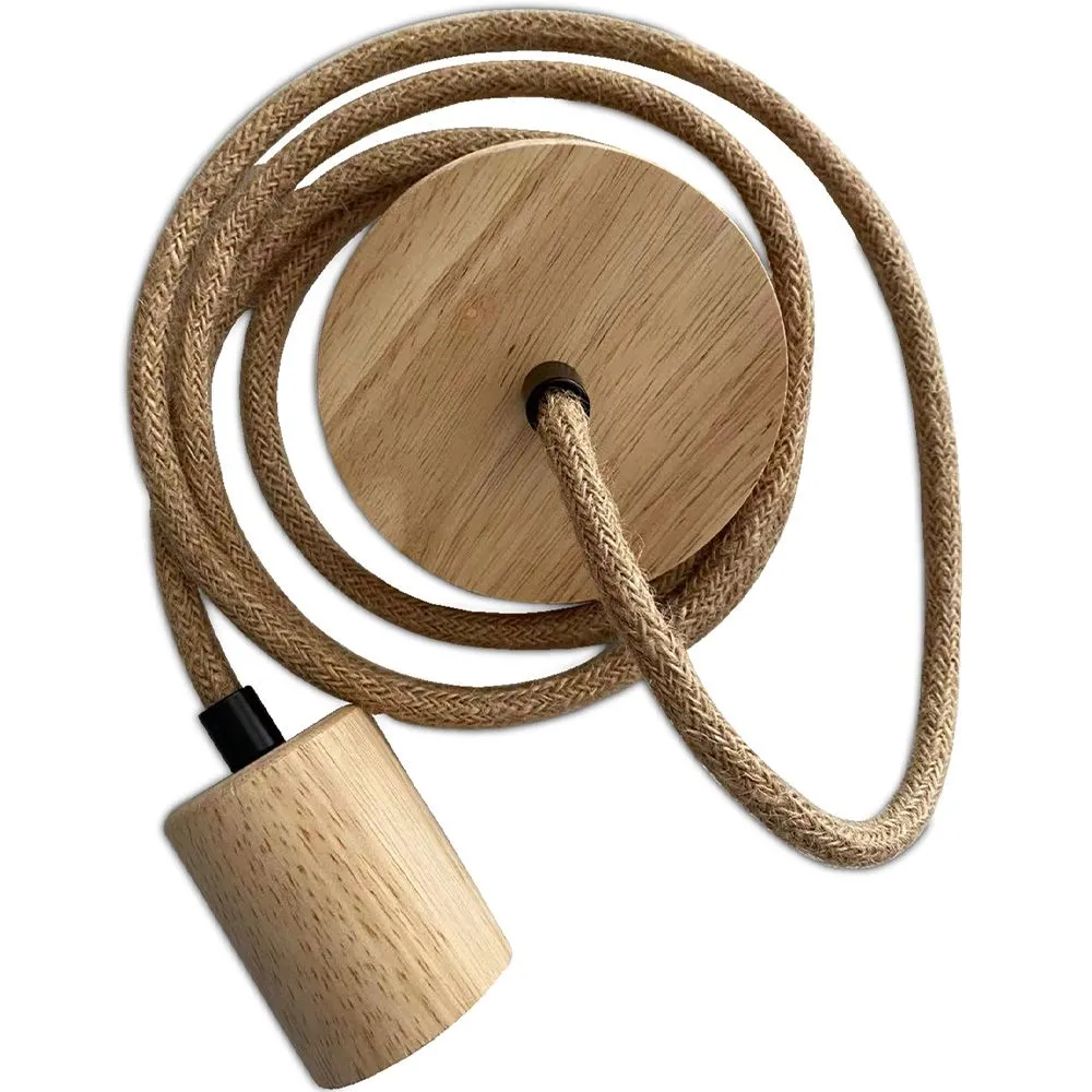Cable Lámpara Colgante en yute y madera- 200cm - Hanz image 8