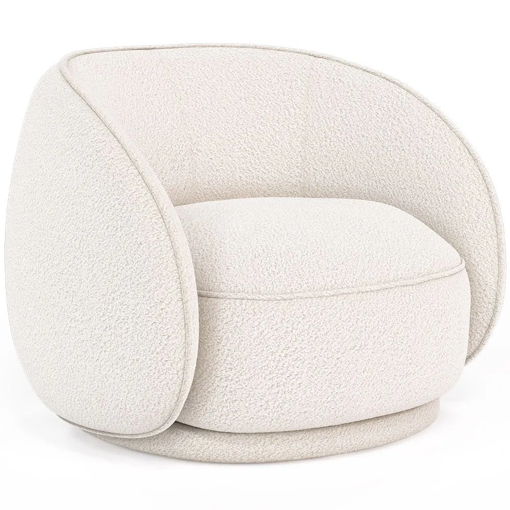 Sillón Curvo Tapizado en Tela Bouclé - Butaca - Cally  image 8