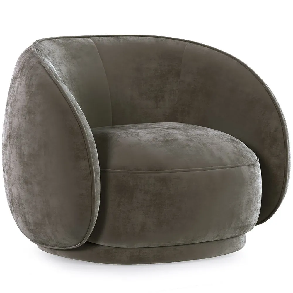 Sillón Curvo Tapizado en Terciopelo - Butaca - Cally image 8