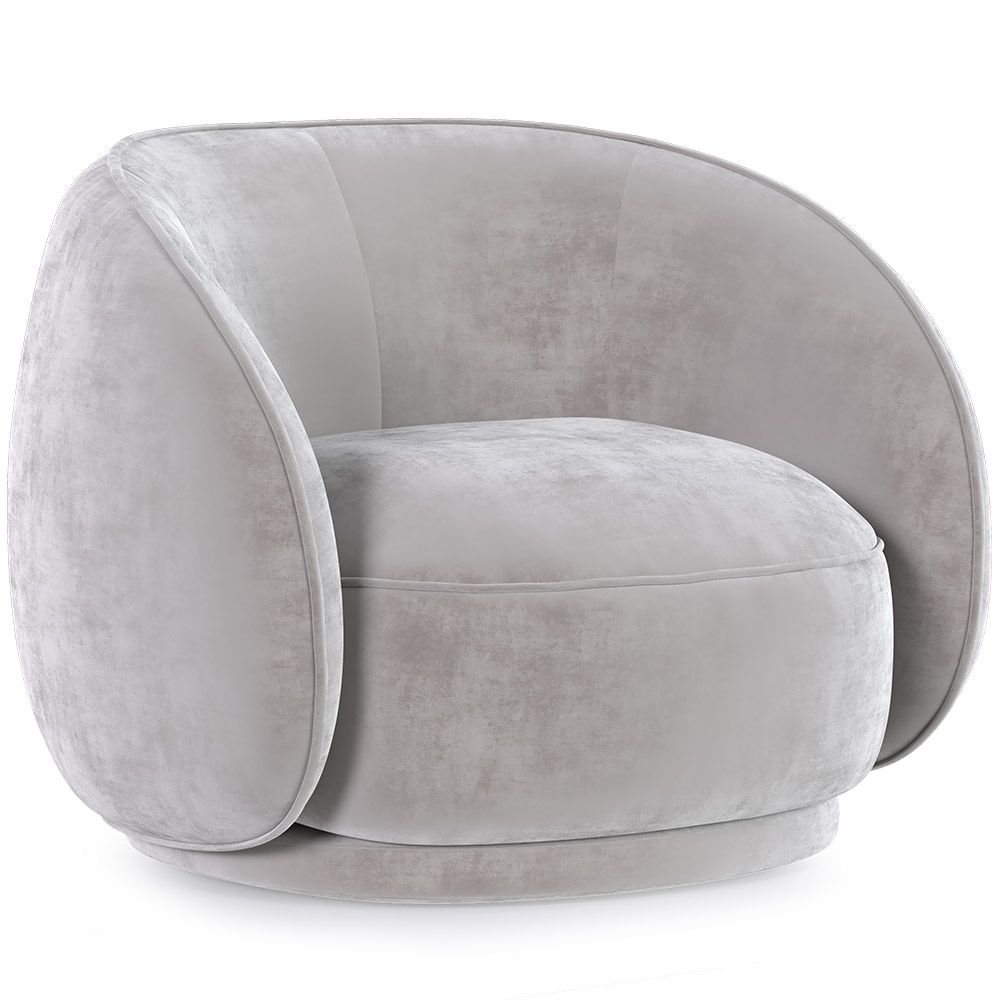 Sillón Curvo Tapizado en Terciopelo - Butaca - Cally image 8