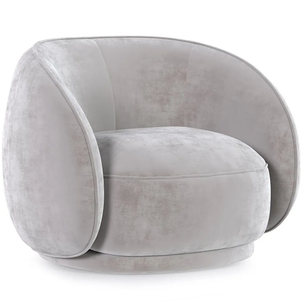 Sillón Curvo Tapizado en Terciopelo - Butaca - Cally image 8