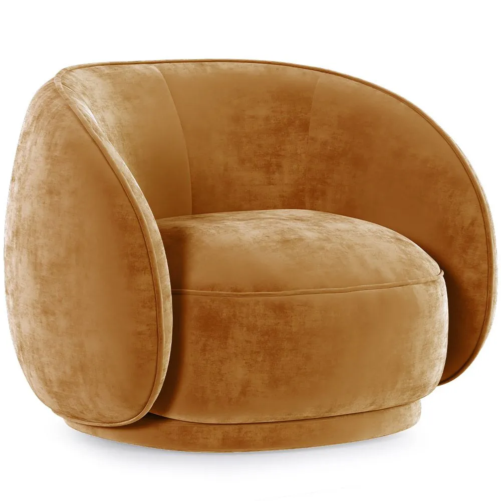 Sillón Curvo Tapizado en Terciopelo - Butaca - Cally image 8