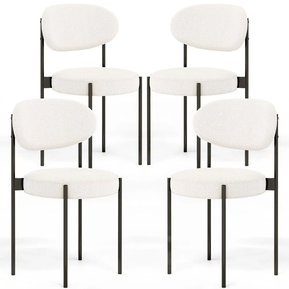 Pack de 4 - Silla de Comedor - Tapizada en Tela Bouclé - Metal Negro - Margot image 8
