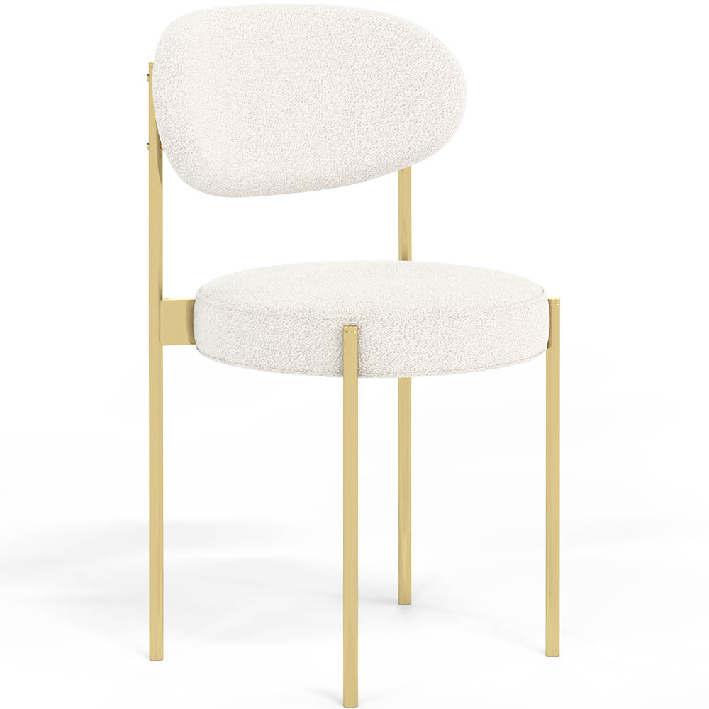 Silla de Comedor - Tapizada en Tela Bouclé - Metal Dorado - Margot image 8