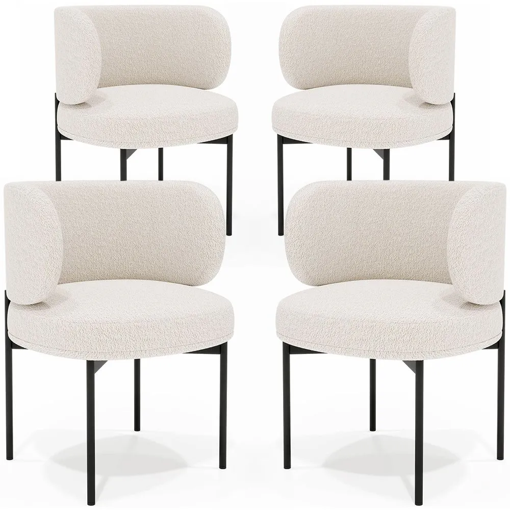 Pack de 4 - Silla de Comedor - Tapizada en Tela Bouclé - Loraine image 8