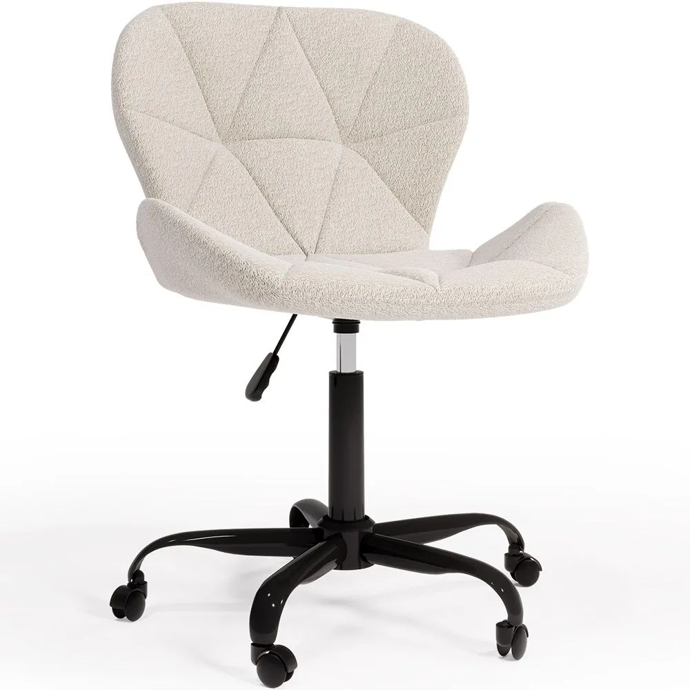 Silla De Oficina Con Ruedas - Silla De Escritorio Giratoria - Tapizada En Tela Bouclé - Wito Estrucura Negra image 8