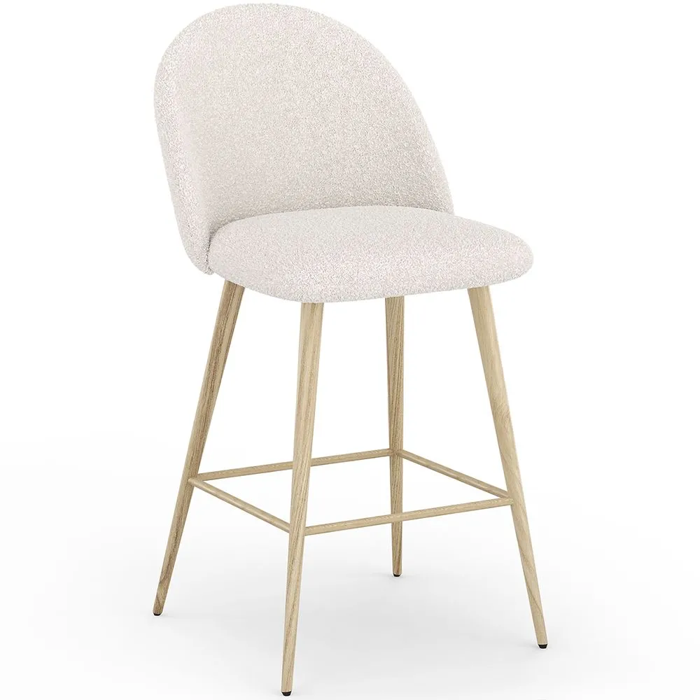 Taburete Tapizado en Tela Bouclé - Diseño Escandinavo - 66cm - Evelyne image 8