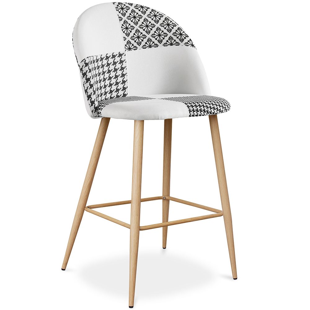 Taburete Tapizado en Patchwork - Estilo Escandinavo - Blanco y Negro - 66cm - Evelyne  image 8