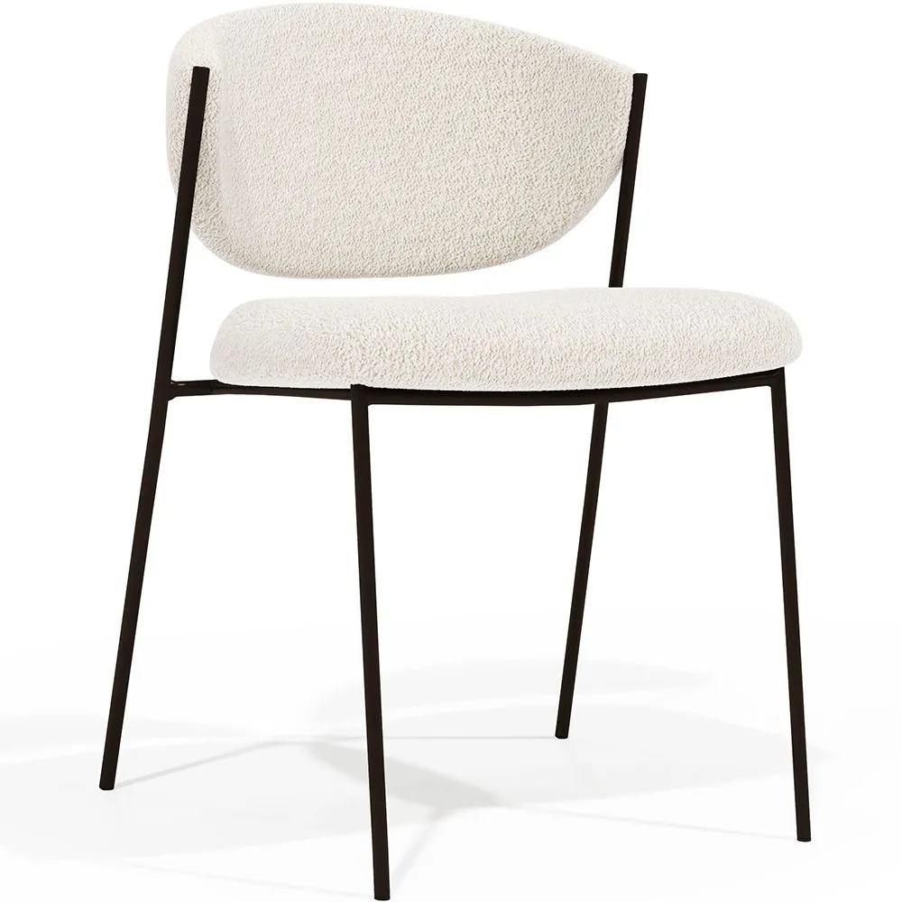 Silla de comedor - Tapizada en Tela Bouclé - Metal negro - Seda image 8