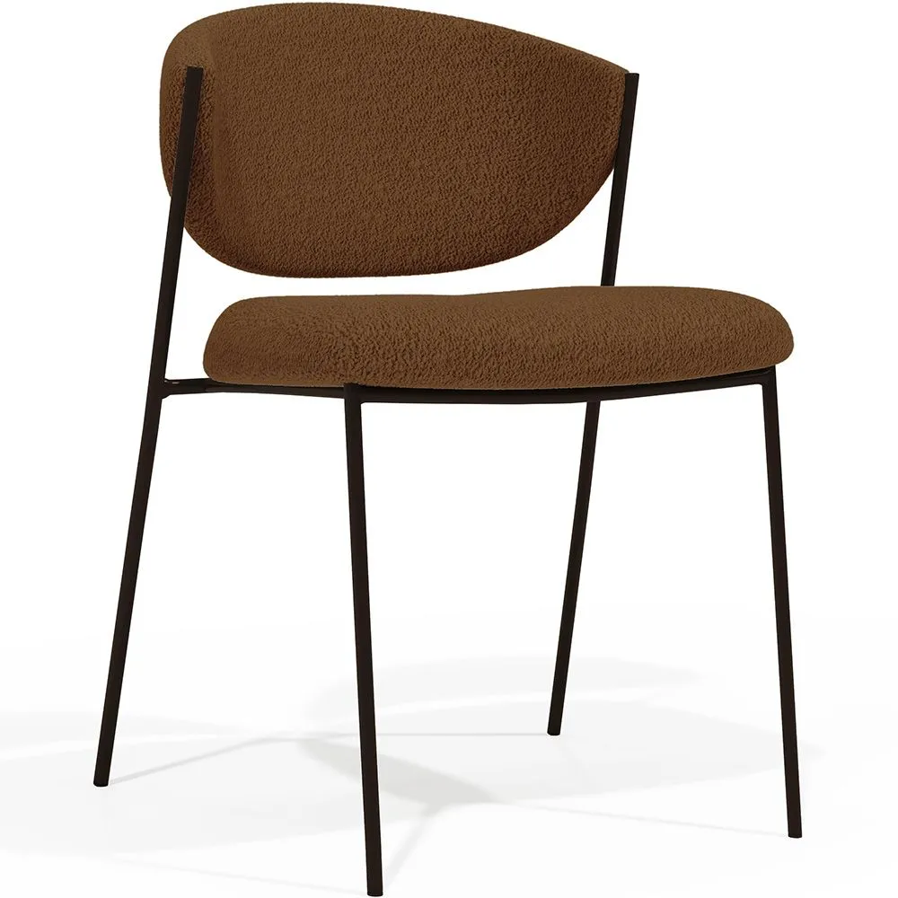 Silla de comedor - Tapizada en Tela Bouclé - Metal negro - Seda image 8