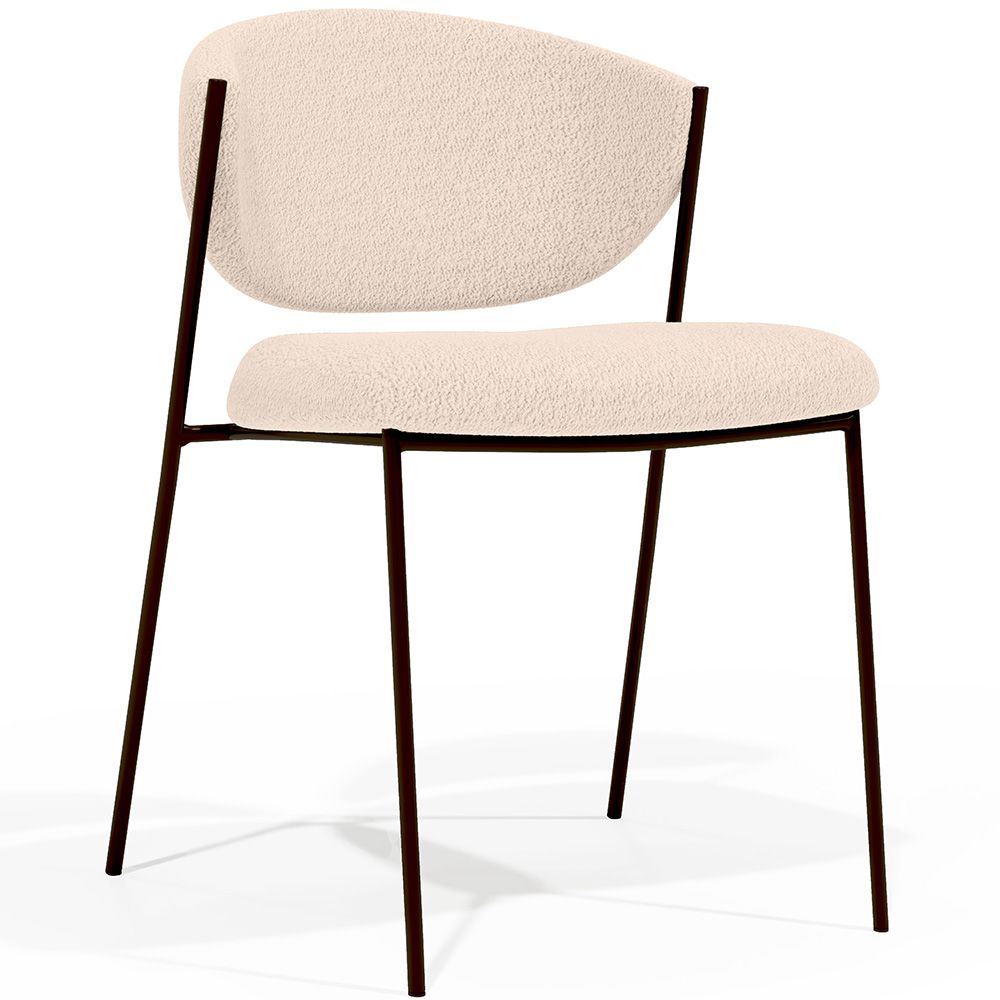 Silla de comedor - Tapizada en Tela Bouclé - Metal negro - Seda image 8