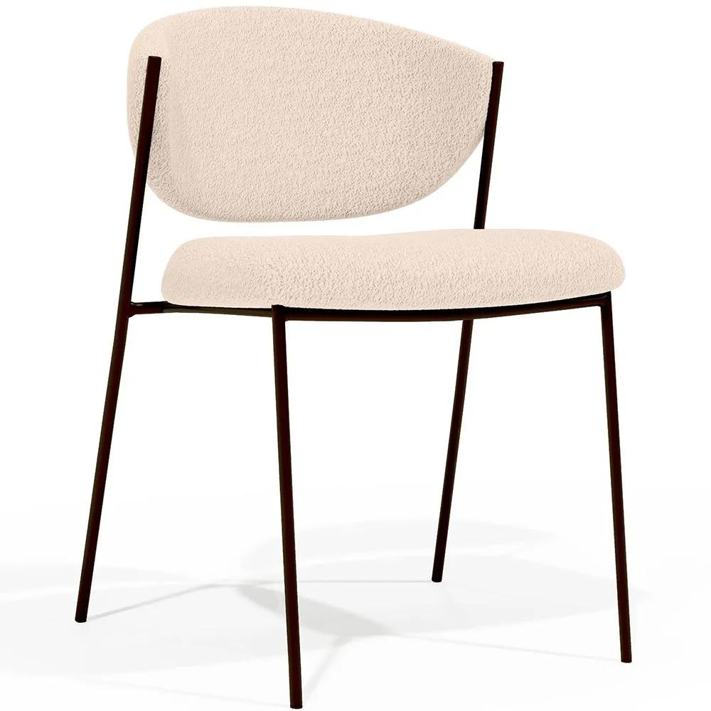 Silla de comedor - Tapizada en Tela Bouclé - Metal negro - Seda image 8