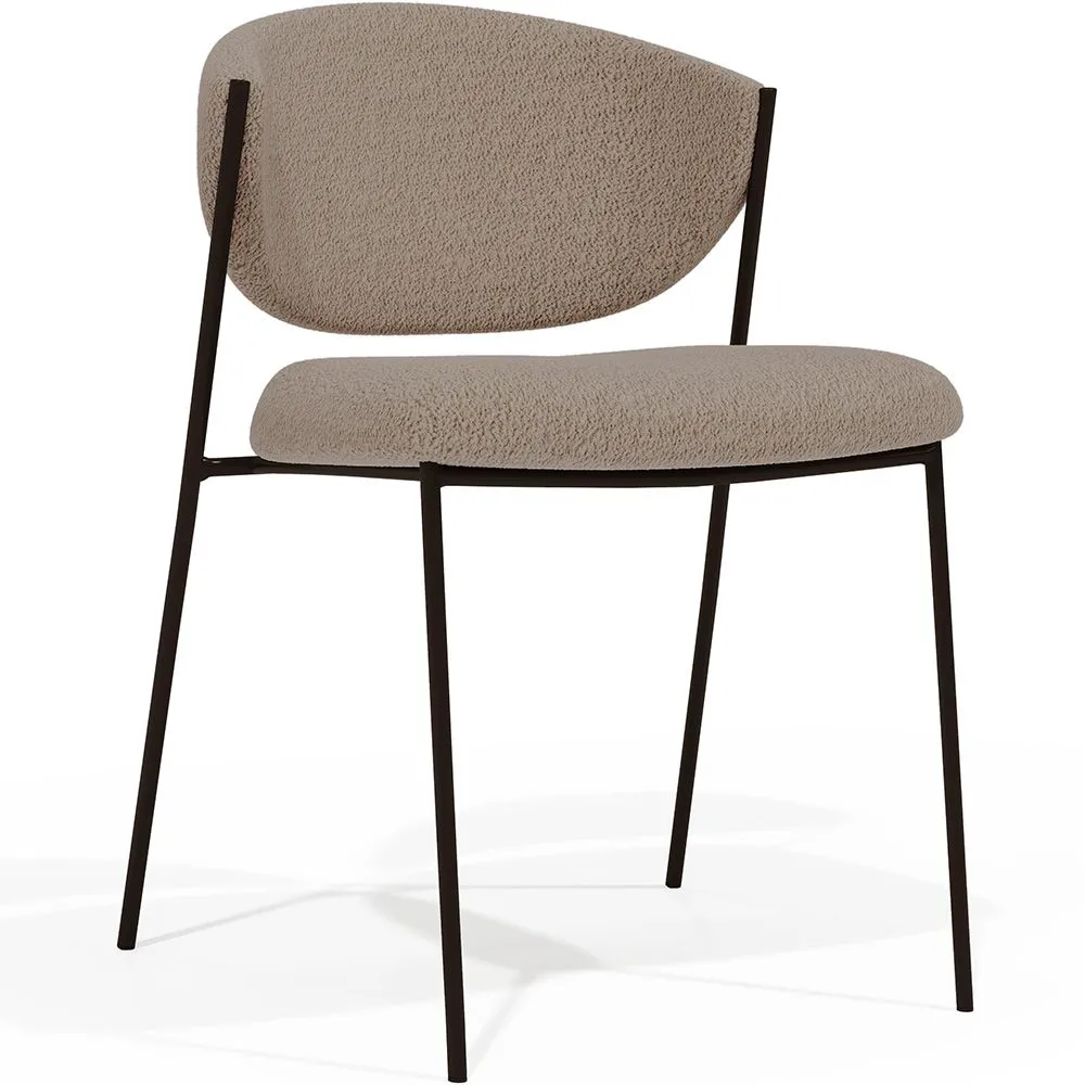 Silla de comedor - Tapizada en Tela Bouclé - Metal negro - Seda image 8
