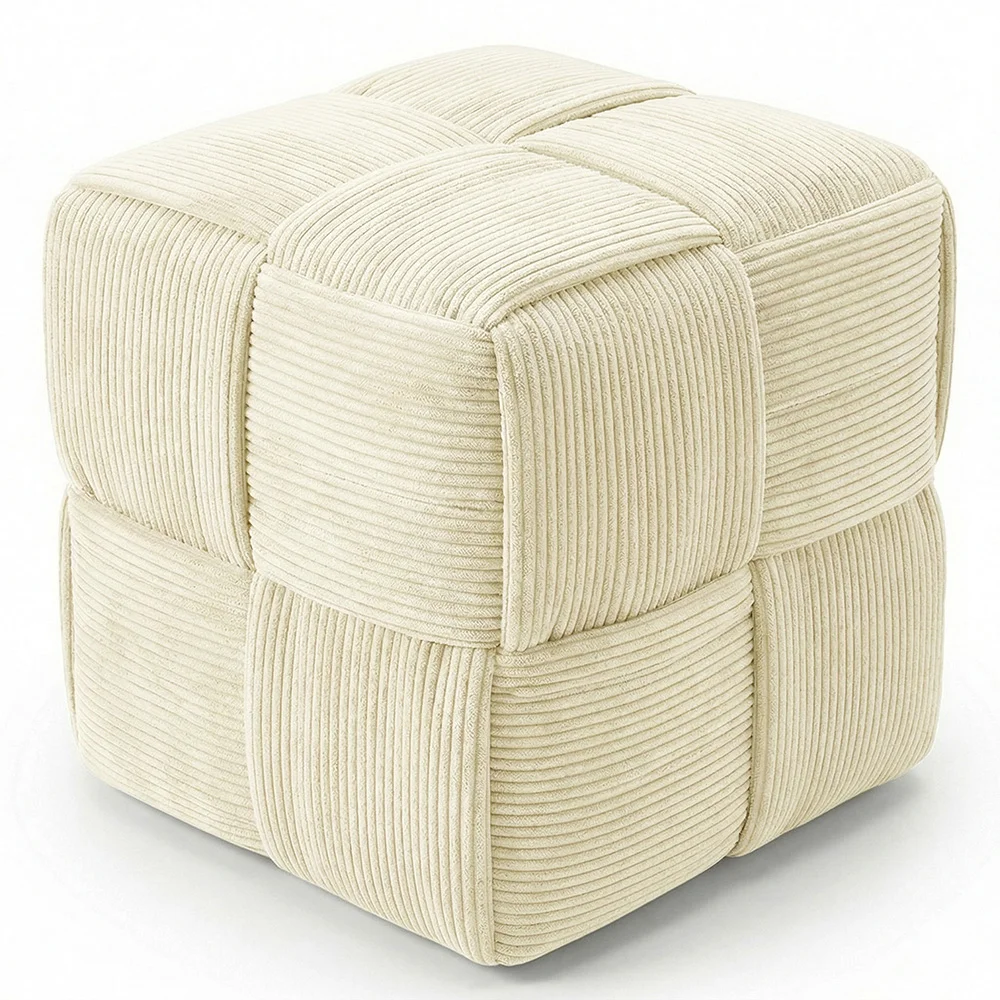 Puff Cuadrado Tapizado en Pana - Diseño Moderno - Cube image 8