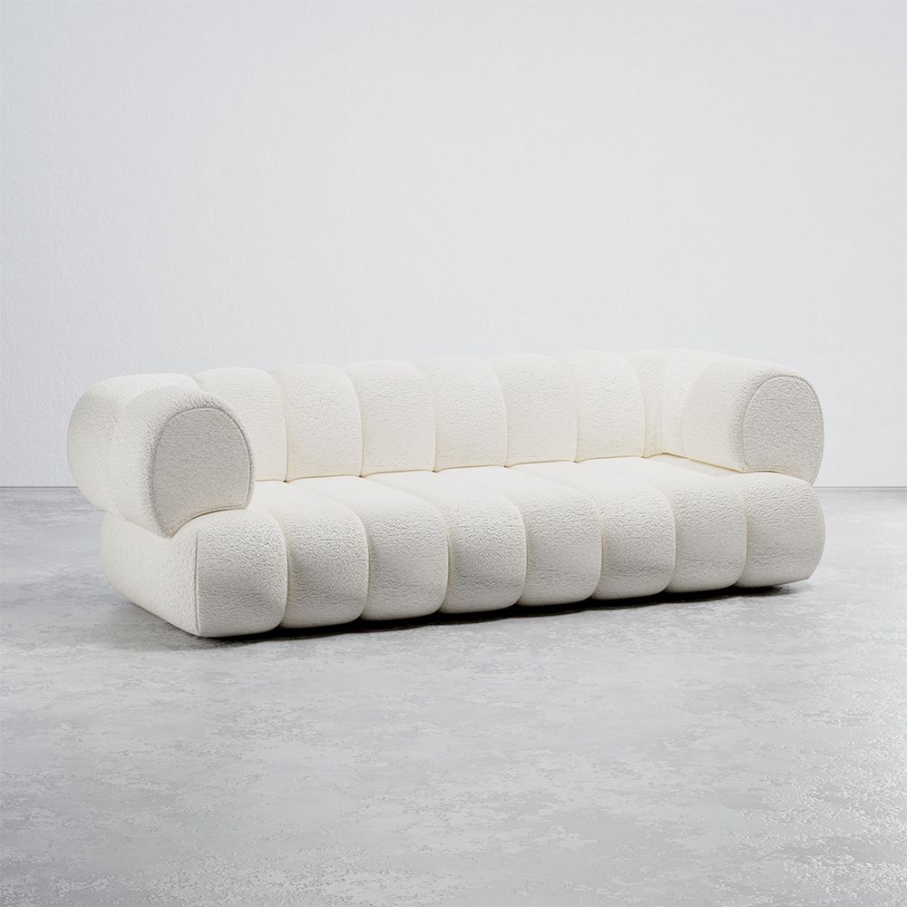Sofá Tapizado en Tela Bouclé - Estilo Moderno - 2/3 Plazas - Curvo Teddy image 8