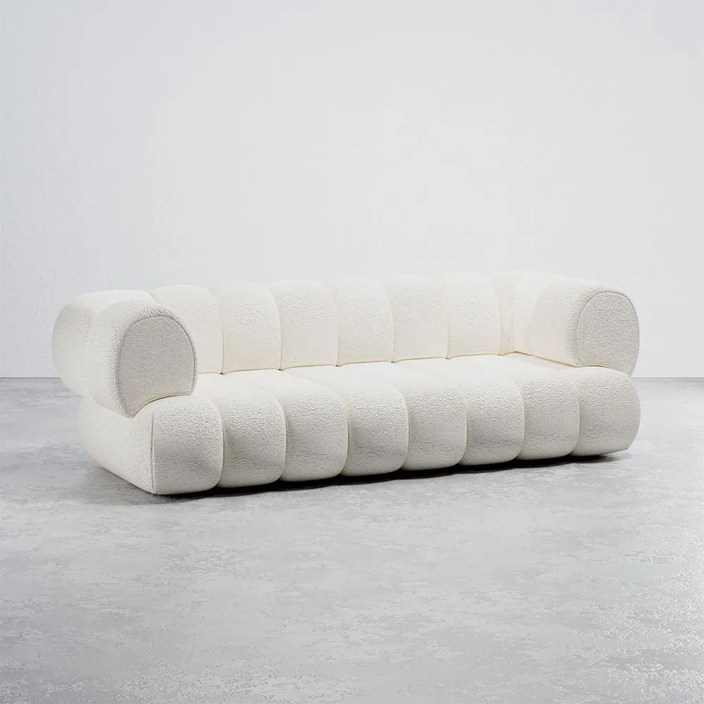 Sofá Tapizado en Tela Bouclé - Estilo Moderno - 2/3 Plazas - Curvo Teddy image 8